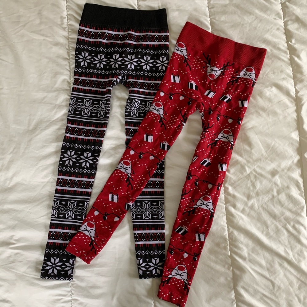 Set of 2 | Fleece-lined Christmas/Holiday leggings